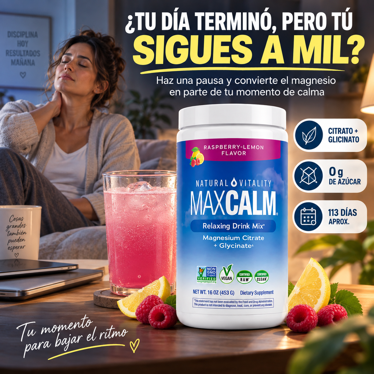 MaxCalm Relaxing Drink Mix — Relajación profunda, descanso sin estrés en cada sorbo