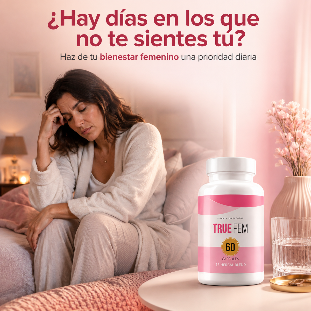 True Fem — Equilibrio hormonal femenino natural, 60 cápsulas