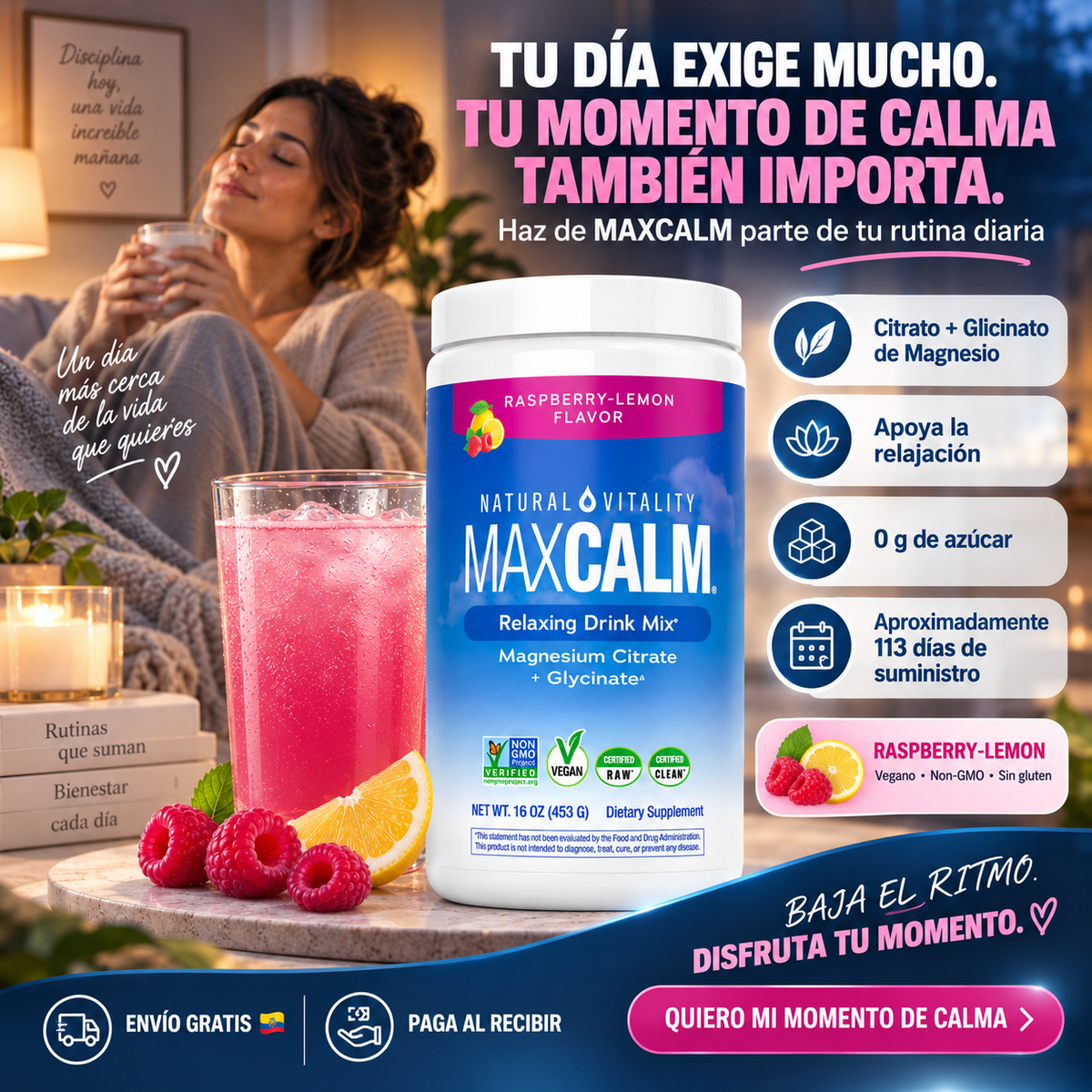 MaxCalm Relaxing Drink Mix — Relajación profunda, descanso sin estrés en cada sorbo