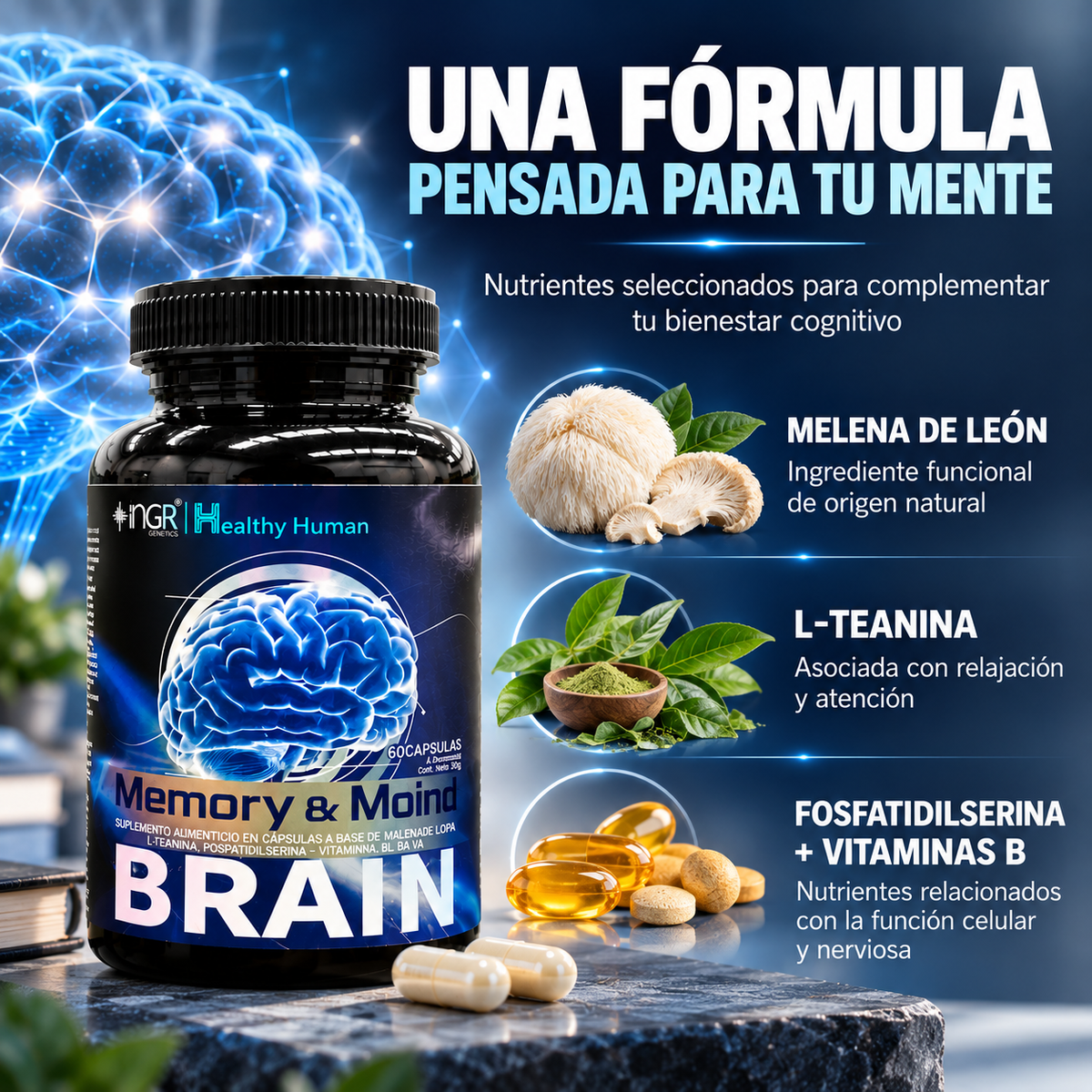 Memory & Mind Brain — Memoria clara, concentración total